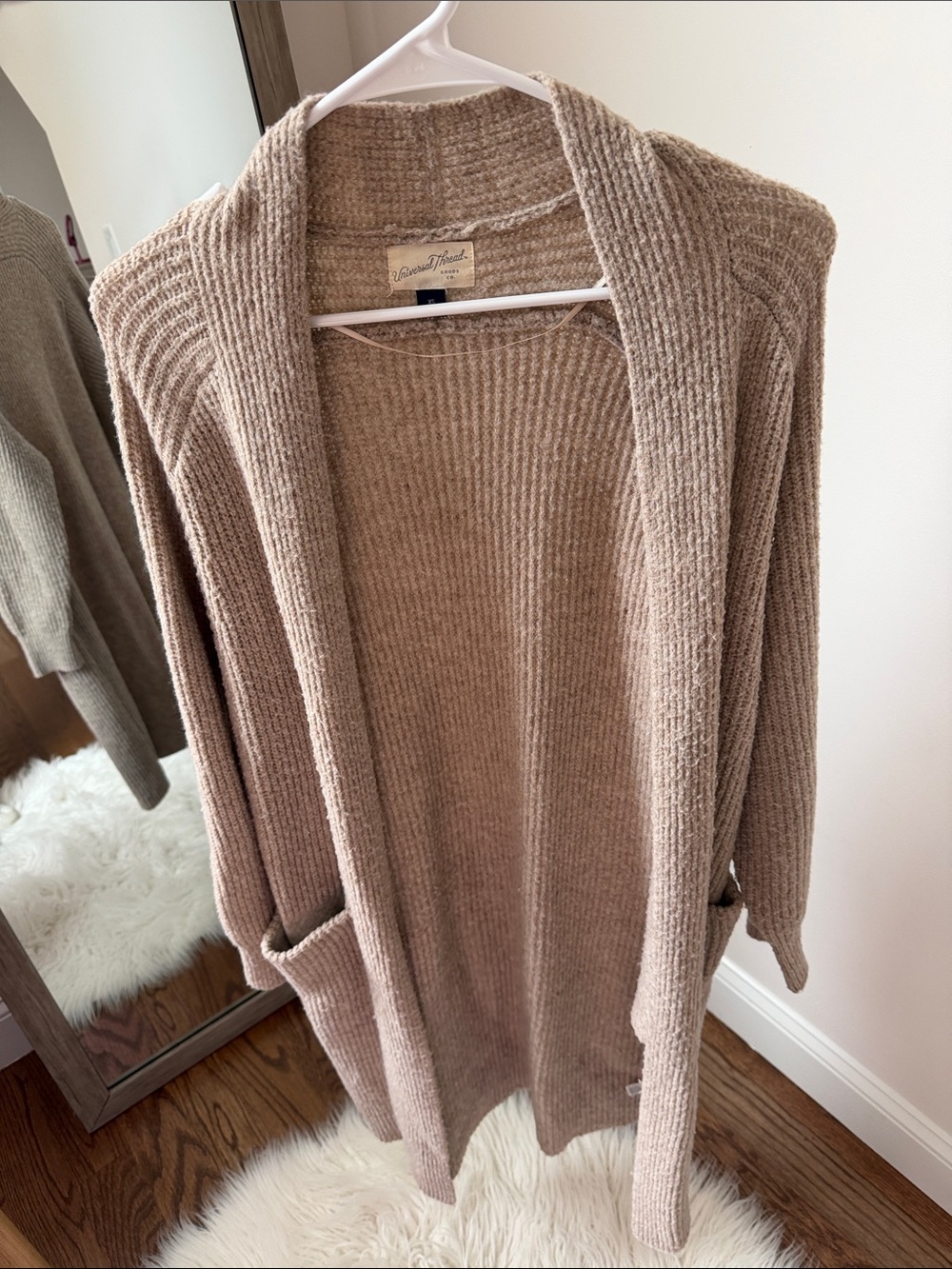 Universal Thread Taupe Ribbed Open-Front Cardigan